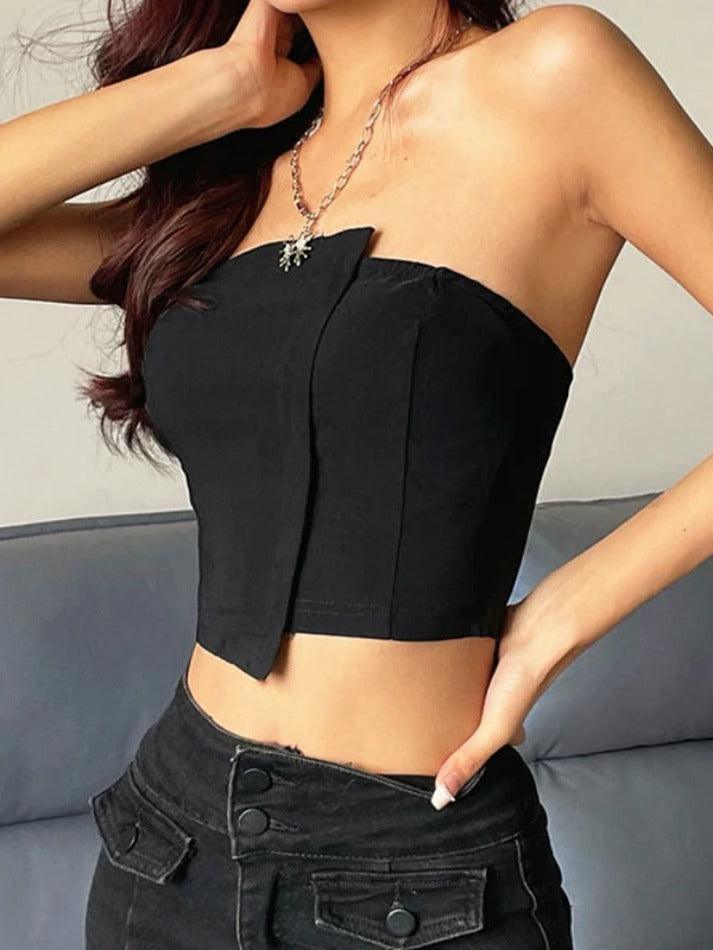 Irregular Navel Bandeau Top - AnotherChill