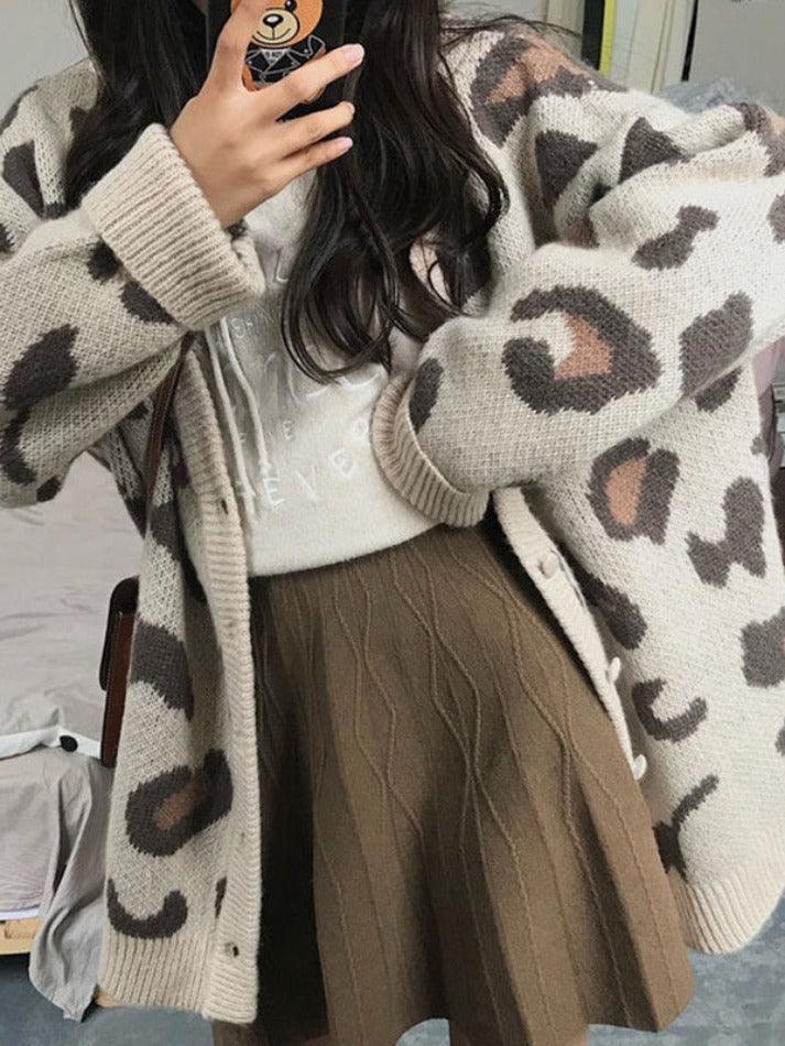 Leopard Print Loose Cardigan - AnotherChill